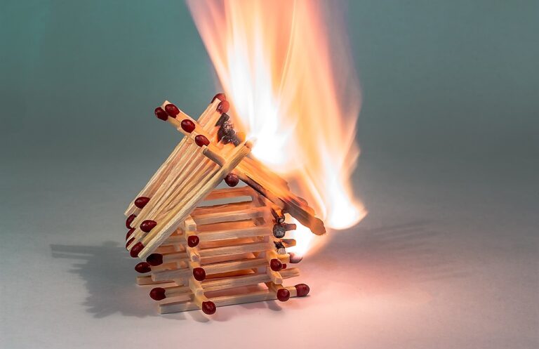 fire, matchstick house, burning matchstick house